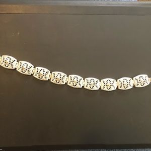 925 Thailand silver flower link bracelet with 14k accents 8”